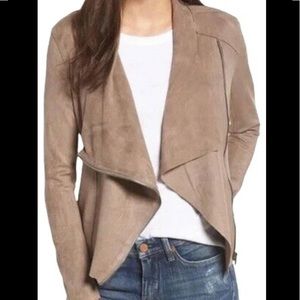 Blank NYC faux suede drape front asymmetric jacket